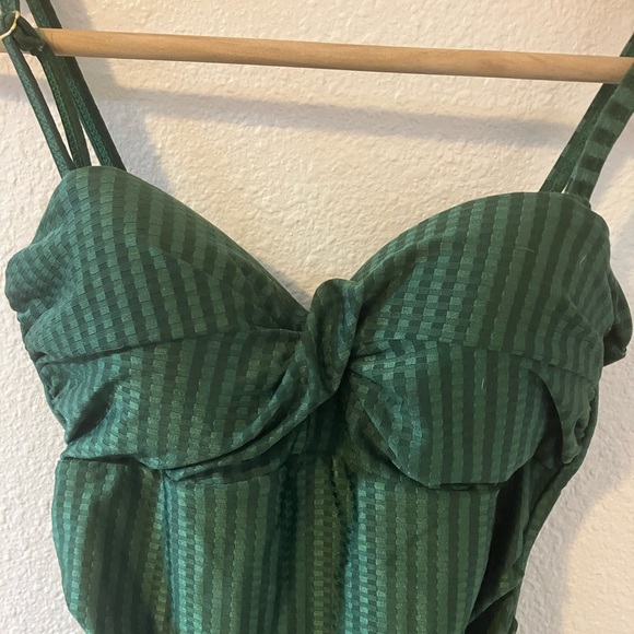 Estivo Strapless Control Green Check Swimsuit- Med - Picture 2 of 11